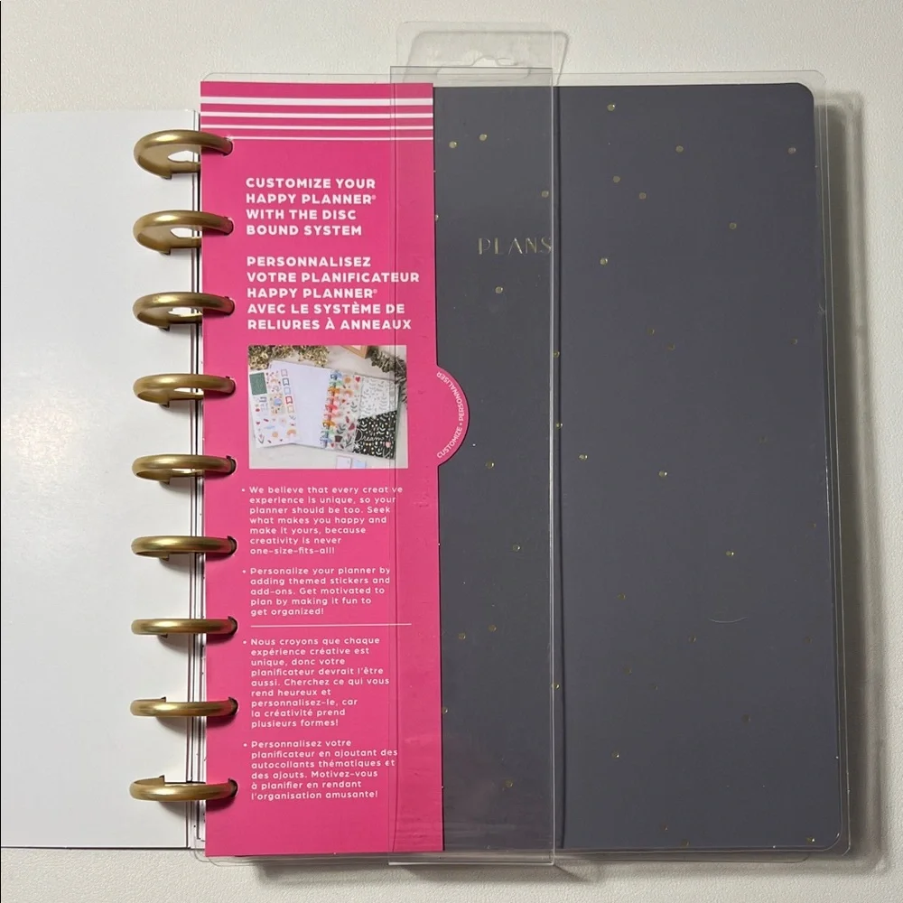Happy Planner Gray and Gold Dotted Cover